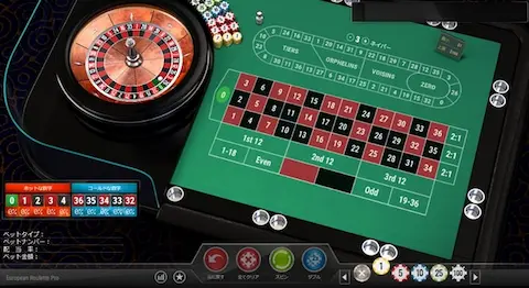 ベラジョンカジノのPnG European Roulette Pro画面