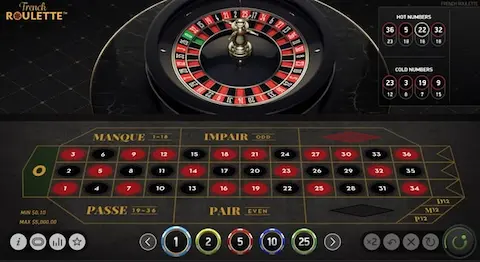 ベラジョンカジノのフレンチルーレット(French Roulette)画面