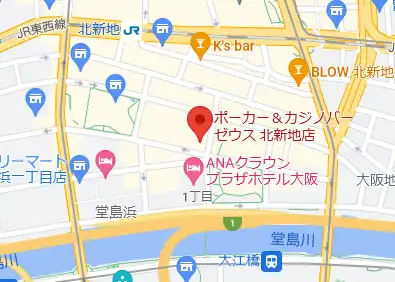 大阪カジノバー ゼウス北新地店マップ