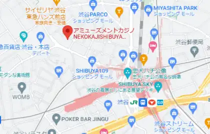 渋谷カジノバー NEKOKAJISHIBUYA(ネコカジ渋谷) マップ