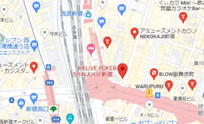 新宿アミューズメントカジノバー KKLIVE POKER SHINJUKU マップ