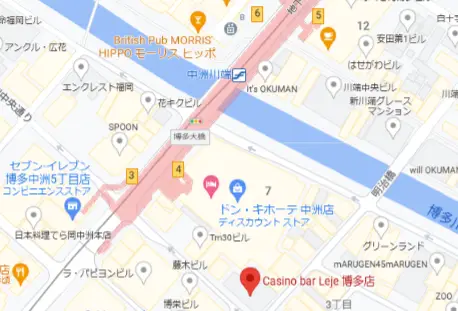 福岡アミューズメントカジノバー Casino bar Leje 博多店 マップ