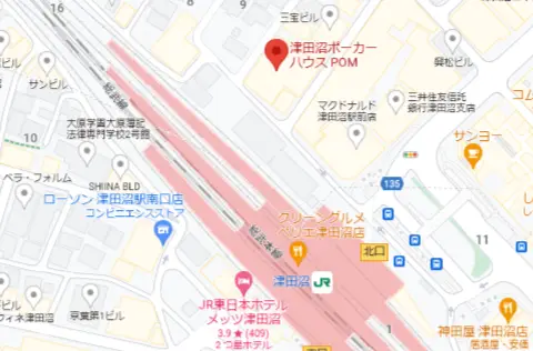 千葉アミューズメントカジノバー TSUDANUMA POKER HOUSE POM マップ